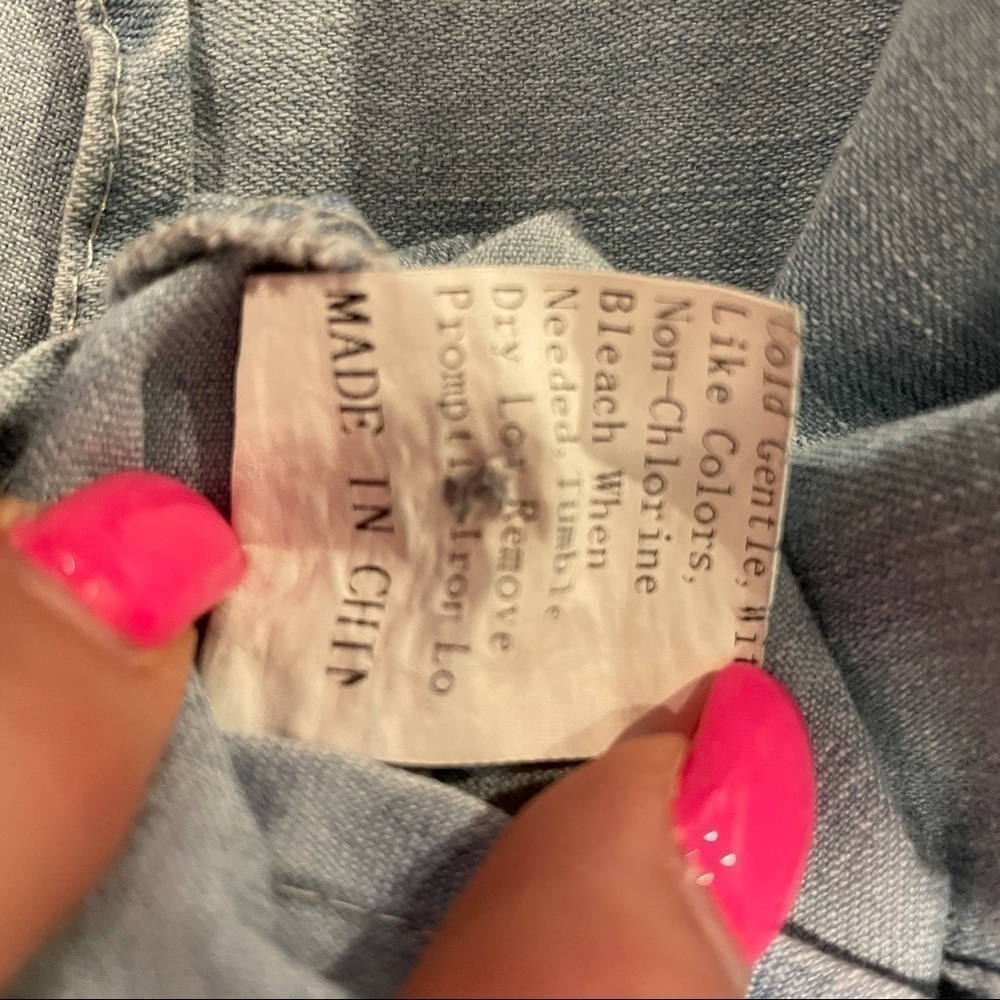 Denim Look Cotton Blend Button Down Dress/ Tunic Top - Picture 7 of 11